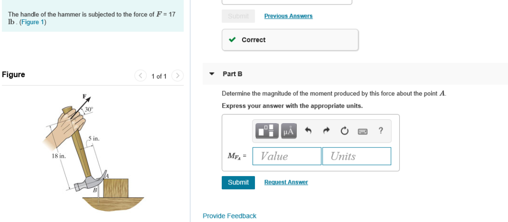 Solved The Handle Of The Hammer Is Subjected To The Force Of | Chegg.com