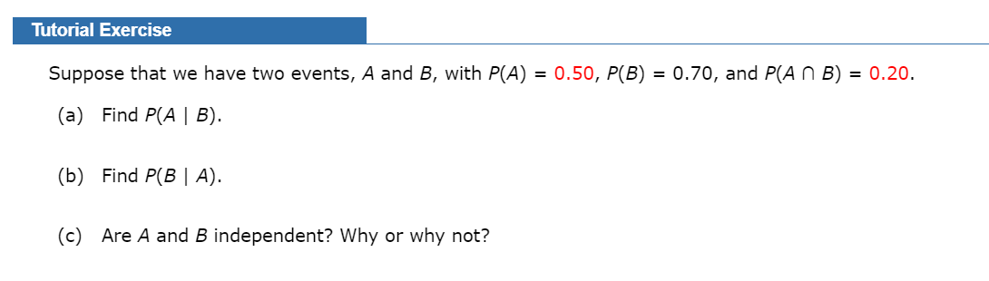 Solved Suppose that we have two events, A and B, with | Chegg.com
