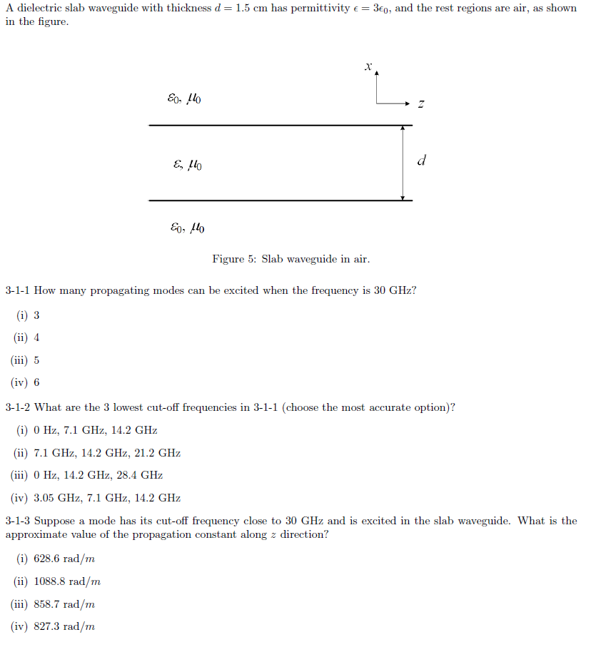 Solved A dielectric slab waveguide with thickness d=1.5 cm | Chegg.com