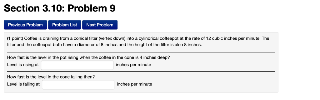 Solved Section 3.10: Problem 9 Previous Problem Problem | Chegg.com