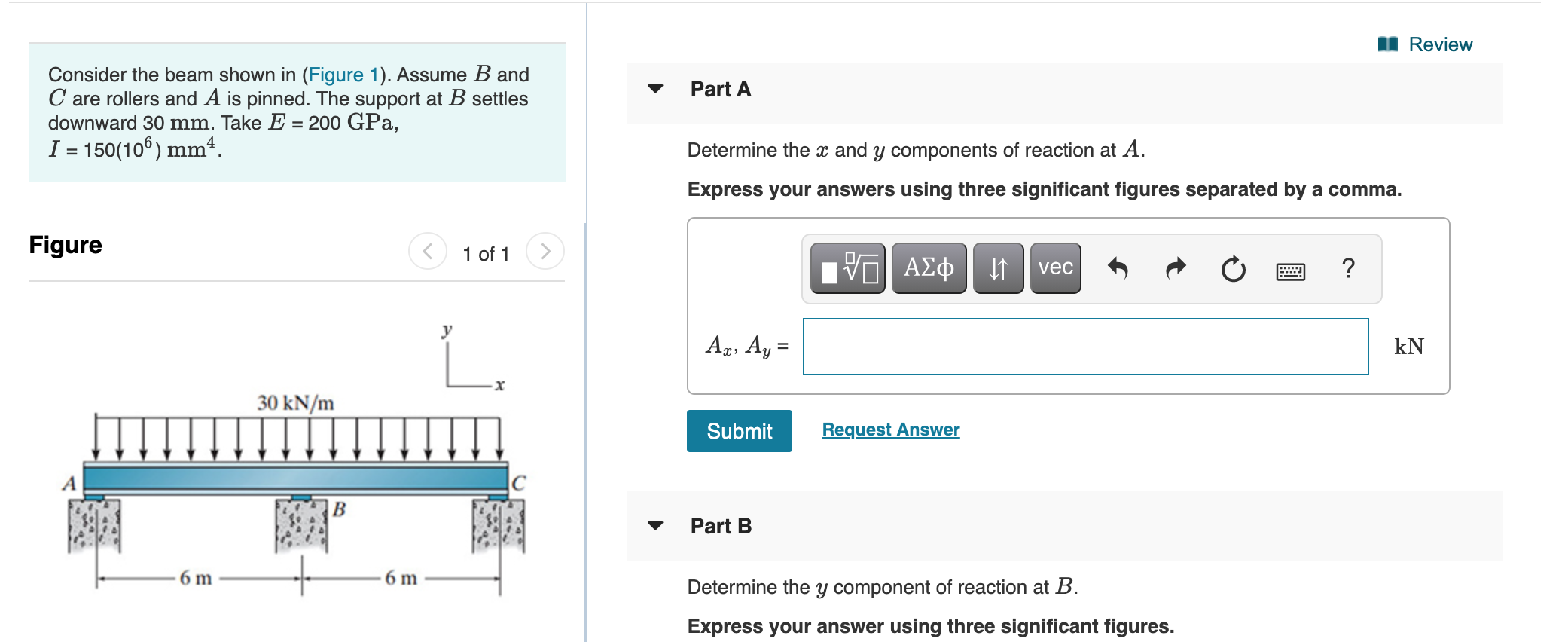 Solved Review Part A Consider the beam shown in (Figure 1). | Chegg.com
