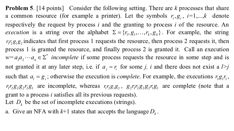 Solved Problem 5. [14 points] Consider the following | Chegg.com