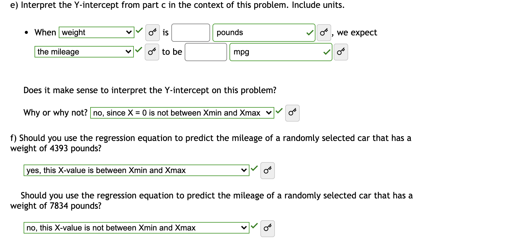 Solved The weight of a car (in pounds) can influence the
