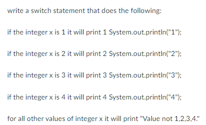 Solved write a switch statement that does the following: if | Chegg.com