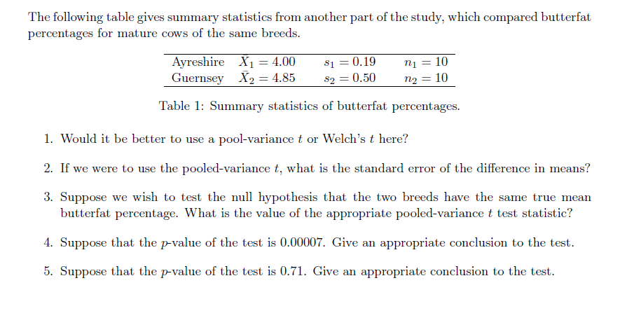 Solved The following table gives summary statistics from | Chegg.com
