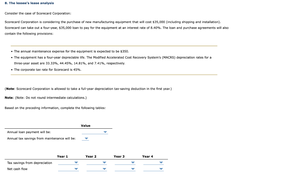 8. The Lessee's Lease Analysis Consider The Case Of | Chegg.com