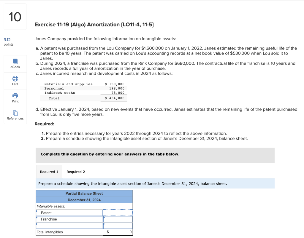 Solved Janes Company provided the following information on