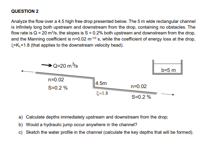 Solved QUESTION 2 Analyze the flow over a 4.5 high free drop | Chegg.com