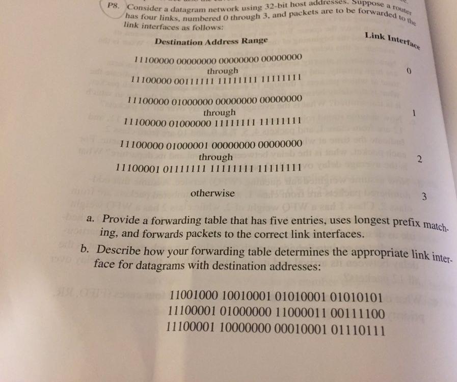 Solved Touter to the P8. Consider a datagram network using | Chegg.com