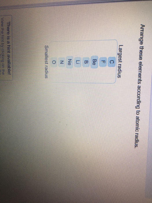 Solved Arrange these elements according to atomic radius. | Chegg.com