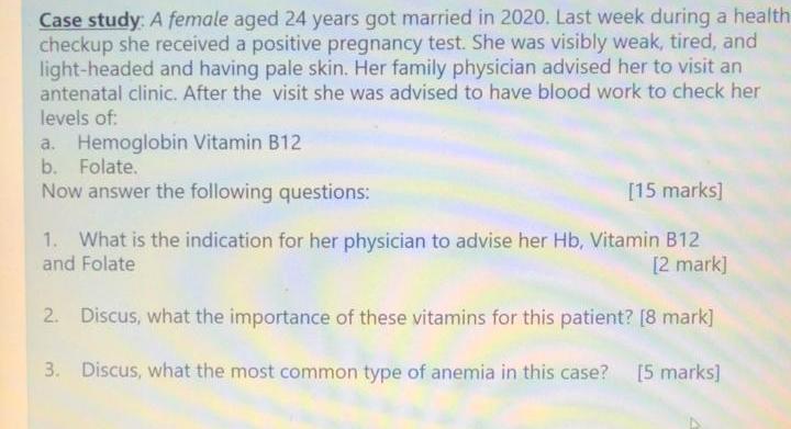 Solved Case study: A female aged 24 years got married in | Chegg.com