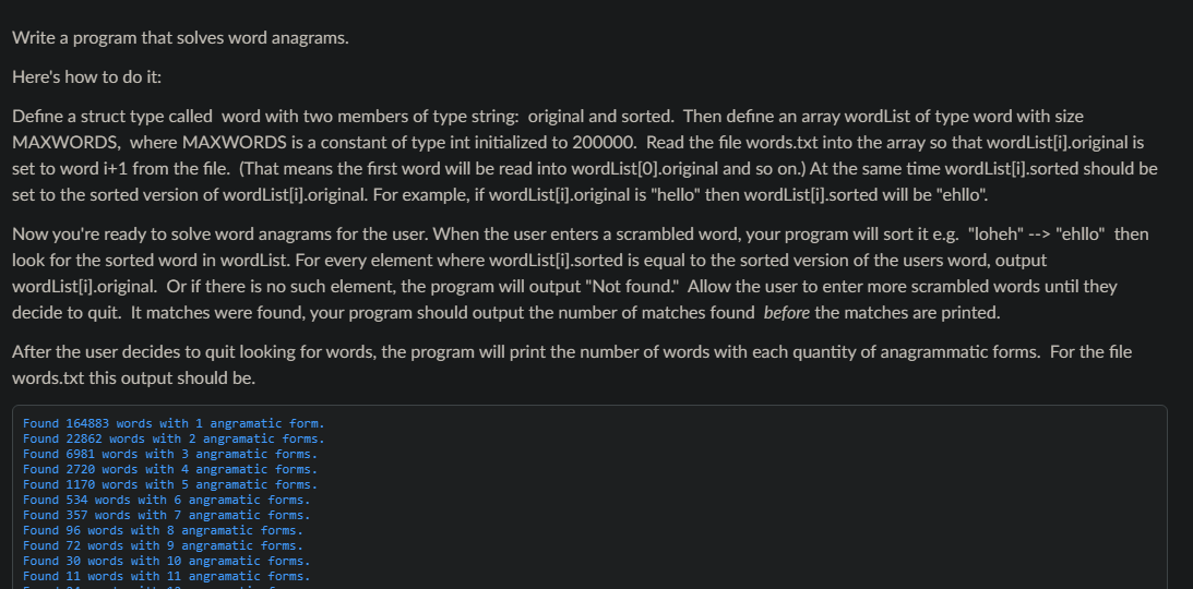 Solved Write a program that solves word anagrams. Here's how | Chegg.com