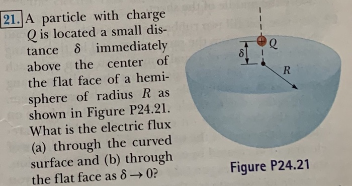 Solved 21. A particle with charge Q is located a small dis- | Chegg.com