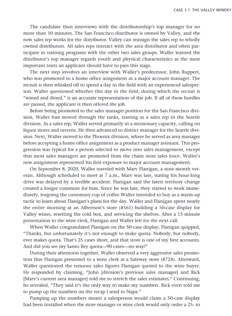 Solved CASE 1.1 The Valley Winery¹ Pat Waller, recently | Chegg.com