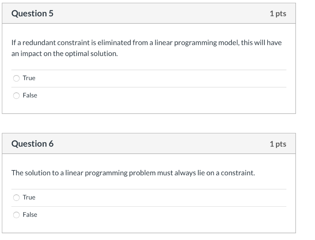 Solved Question 5 1 pts If a redundant constraint is | Chegg.com