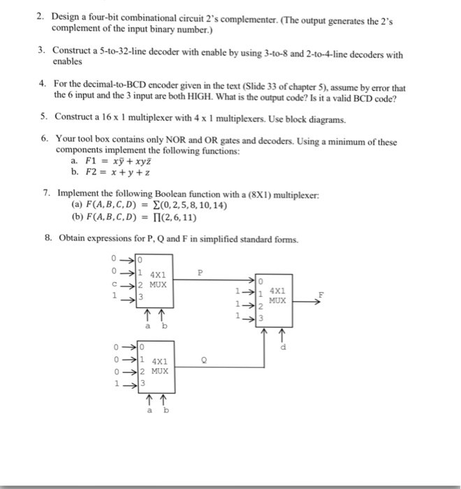 Solved Design A Four-bit Combinational Circuit | Chegg.com