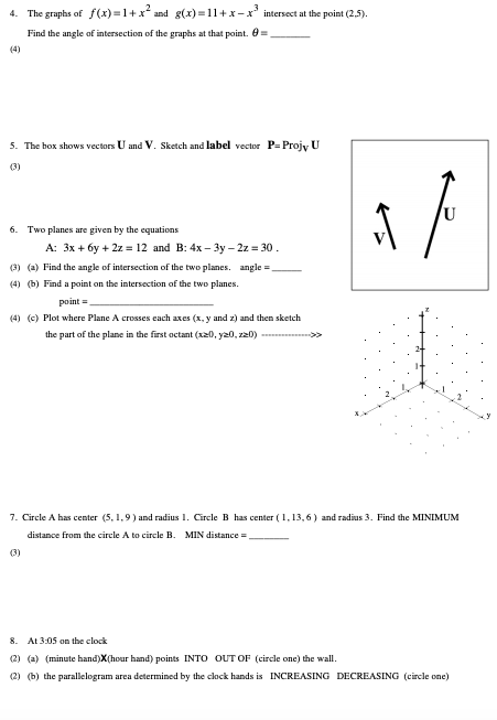 Solved 4 The Graphs Of Fx1xand Gx11xx Intersect At 