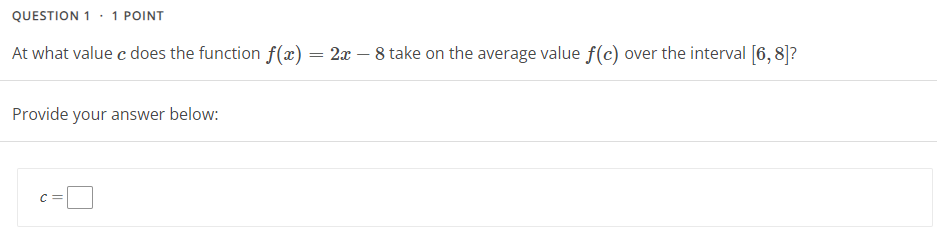 Solved QUESTION 1 - 1 POINT At what value c does the | Chegg.com
