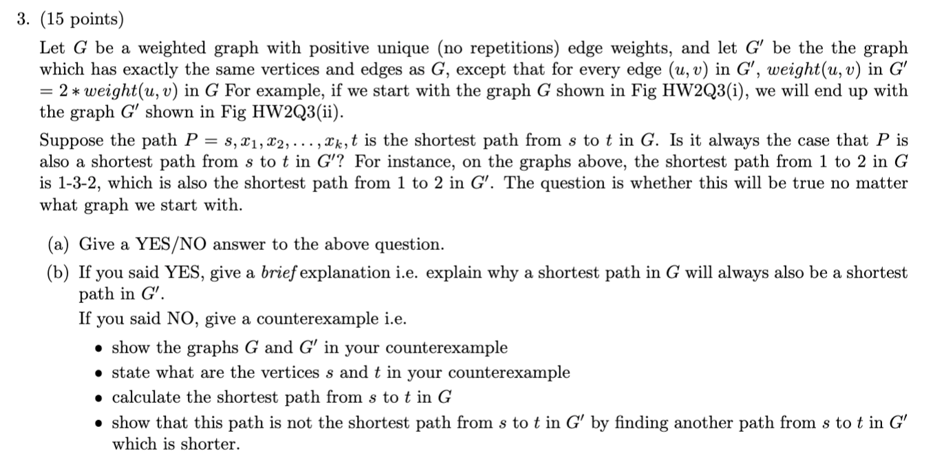 Solved Let G be a weighted graph with positive unique (no | Chegg.com