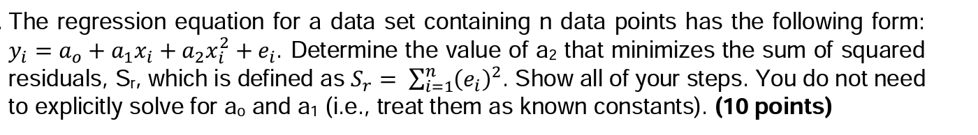 The regression equation for a data set containing n | Chegg.com