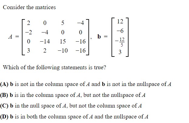 Solved Consider the matrices | Chegg.com