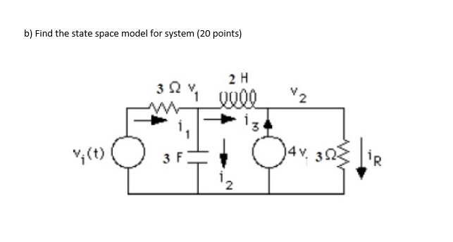 Solved b) Find the state space model for system (20 points) | Chegg.com