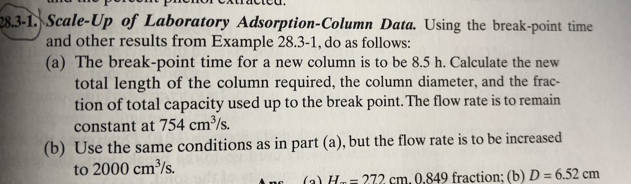Solved 28.3-1. Scale-Up of Laboratory Adsorption-Column | Chegg.com