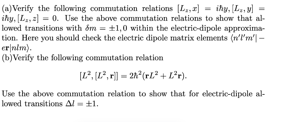 Solved (a) Verify The Following Commutation Relations | Chegg.com