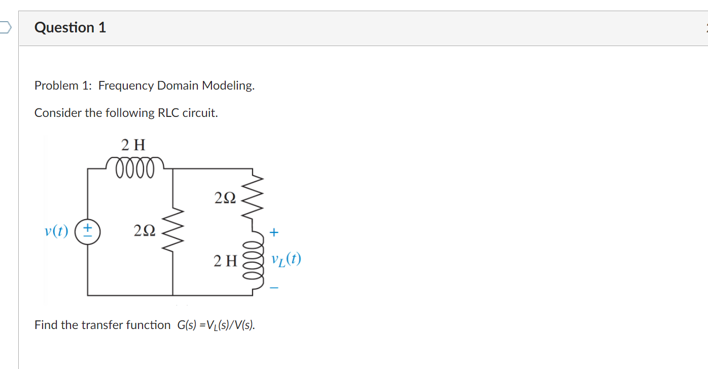 Solved Question 1 Problem 1: Frequency Domain Modeling. | Chegg.com