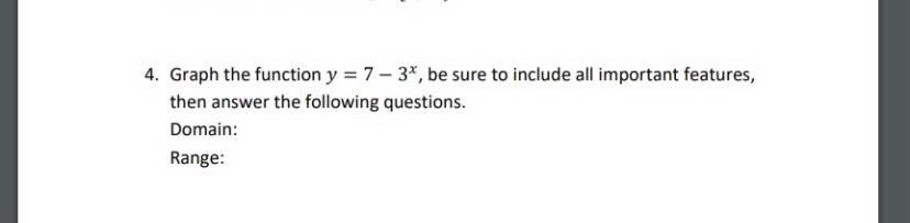 Solved 4. Graph the function y = 7 - 3*, be sure to include | Chegg.com