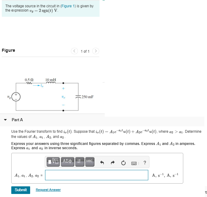 Solved The voltage source in the circuit in (Figure 1) is | Chegg.com