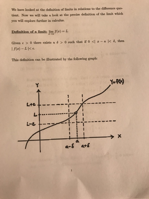Solved We have looked at the definition of limits in | Chegg.com