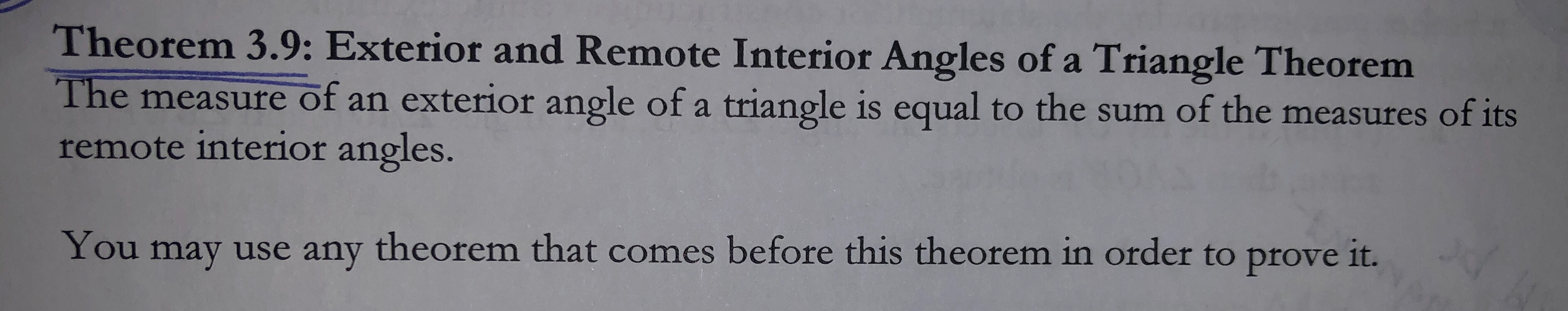Solved Theorem 3 9 Exterior And Remote Interior Angles O