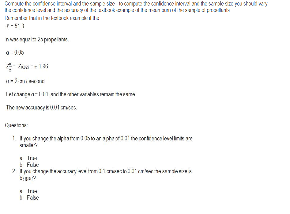 Solved Compute The Confidence Interval And The Sample Size - | Chegg.com