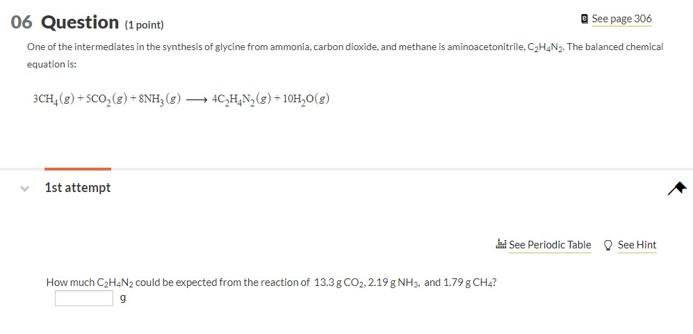 Solved 06 Question (1 point) e See page 306 One of the | Chegg.com