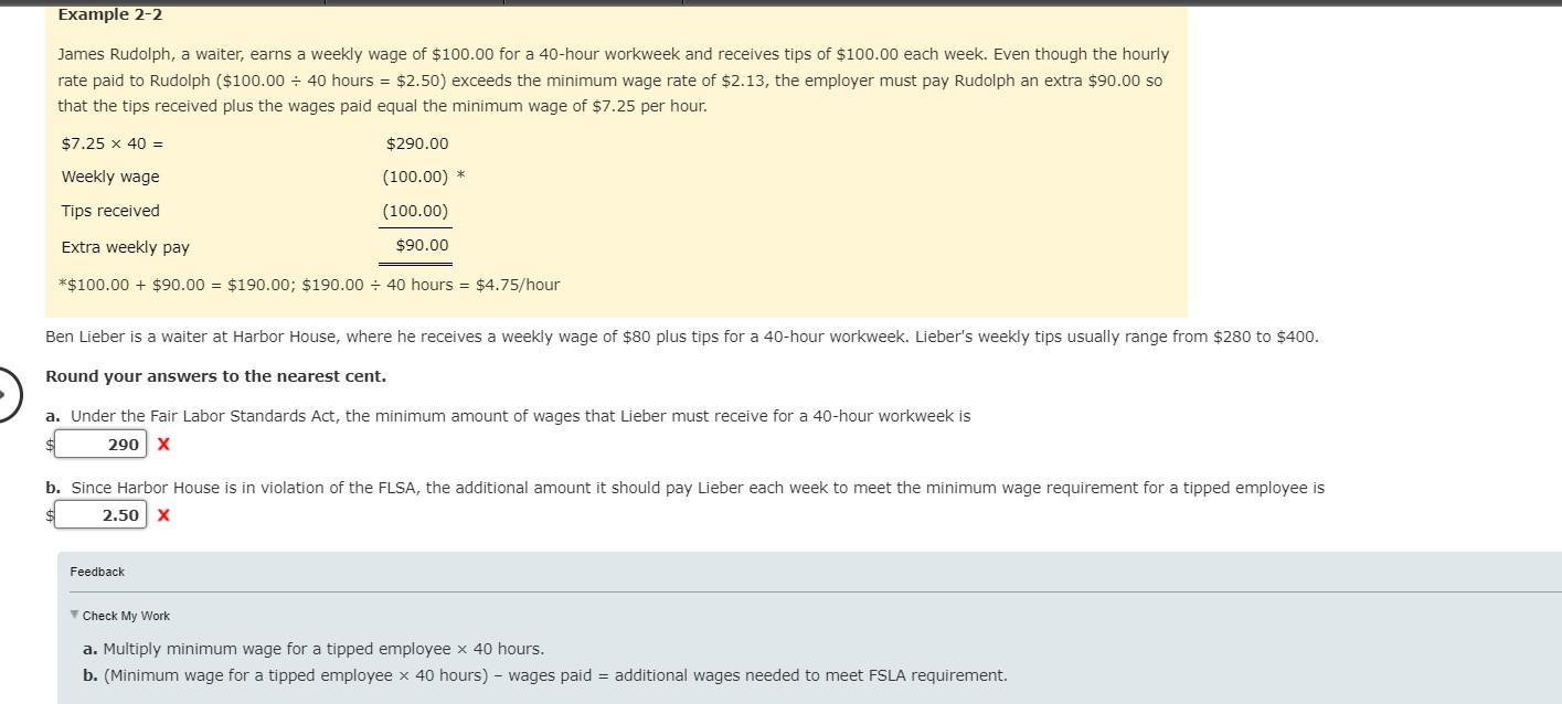 Solved Example 22 James Rudolph, a waiter, earns a weekly