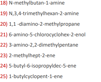 Solved 18 N Methylbutan 1 Amine 19 N 3 4 Trimethylhexan Chegg Com