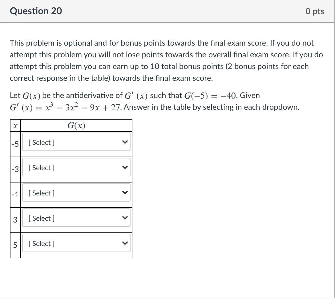 Solved Question 20 O pts This problem is optional and for | Chegg.com