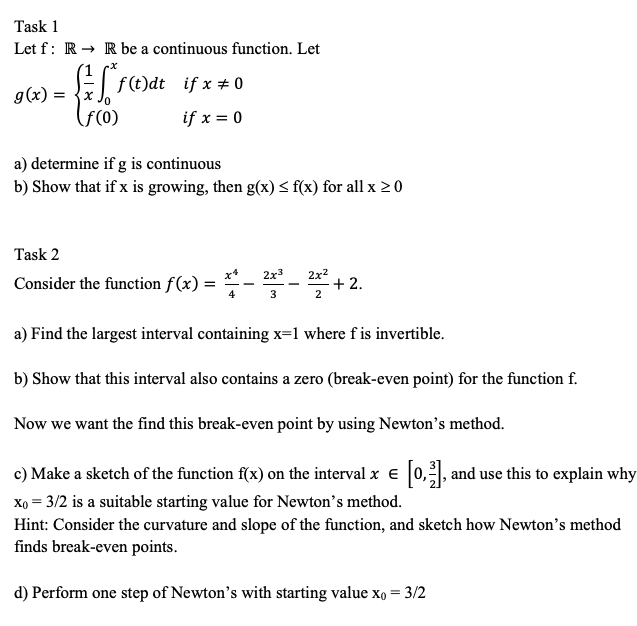 Solved Task 1 Let F R R Be A Continuous Function Let Chegg Com