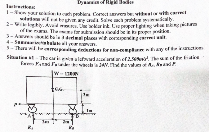 Solved Dynamics Of Rigid Bodies Instructions: 1 - Show Your | Chegg.com