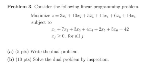 Solved Problem 3. Consider The Following Linear Programming | Chegg.com