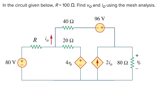 Solved In the circuit given below, R = 100 9. Find vo and is | Chegg.com