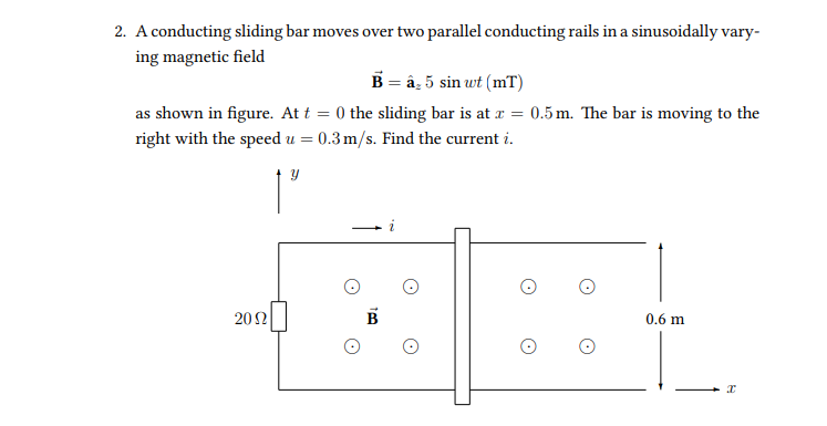 Solved 2. A conducting sliding bar moves over two parallel | Chegg.com