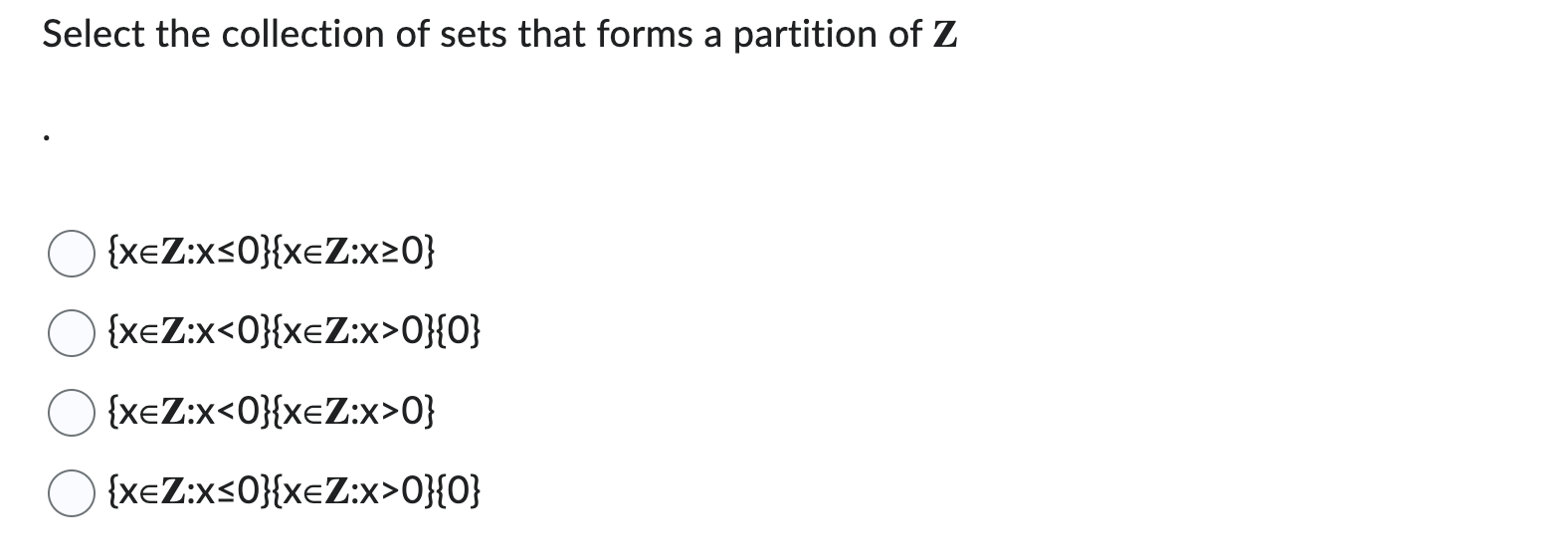 Solved Select the collection of sets that forms a partition