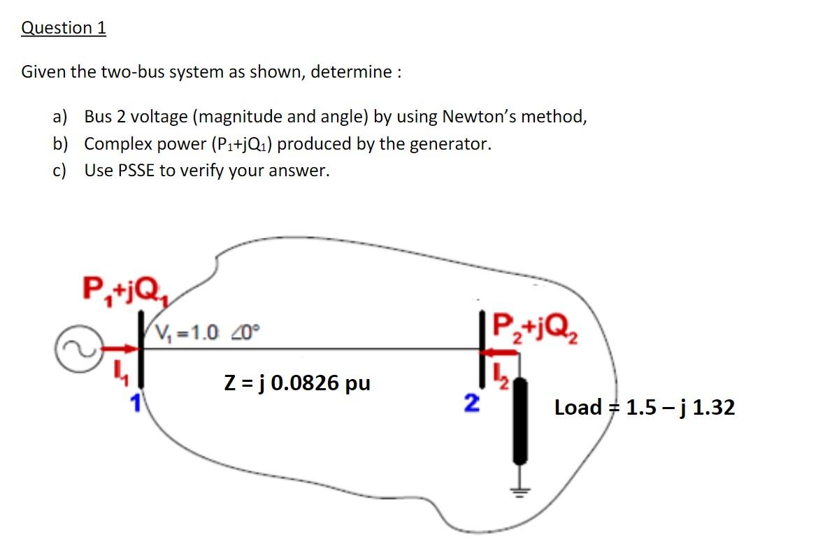 Solved Question 1 Given The Two-bus System As Shown, | Chegg.com