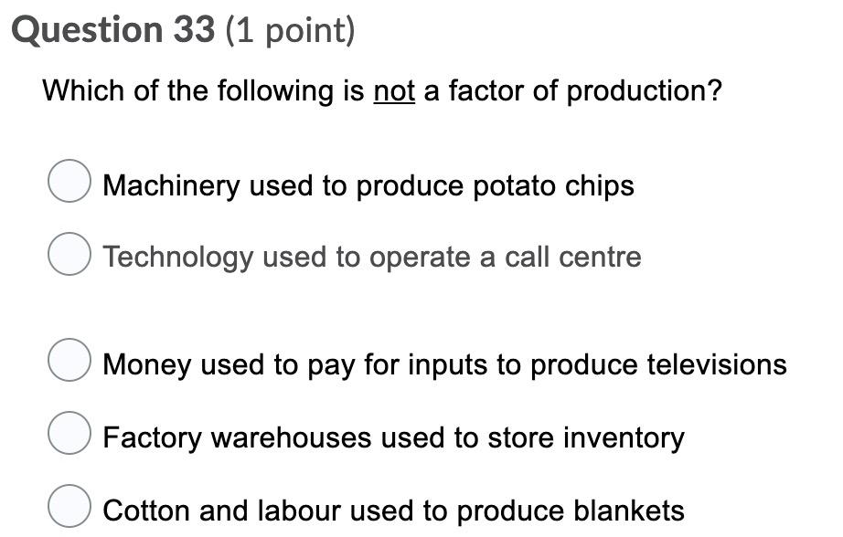 Solved Question 33 (1 point) Which of the following is not a | Chegg.com