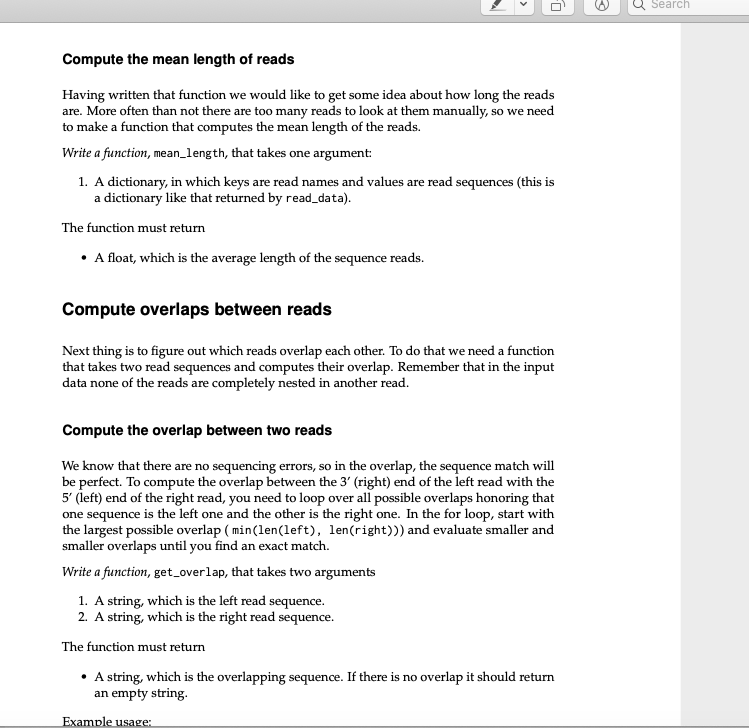 Solved Read the sequencing reads into your program Write a | Chegg.com