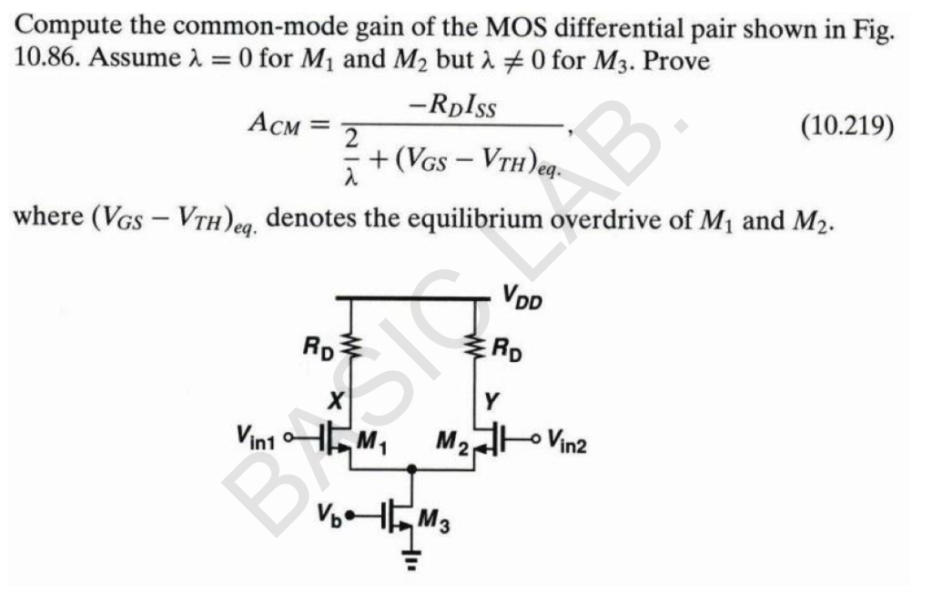 Solved Compute The Common-mode Gain Of The MOS Differential | Chegg.com