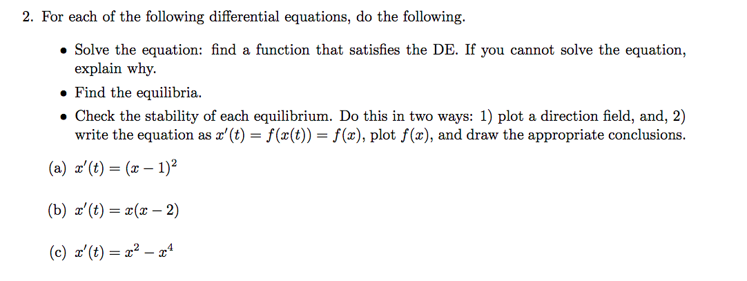 Solved 2. For each of the following differential equations, | Chegg.com