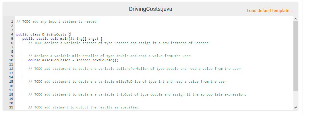Solved 11.4 LAB: Driving costs - Java version Driving is | Chegg.com